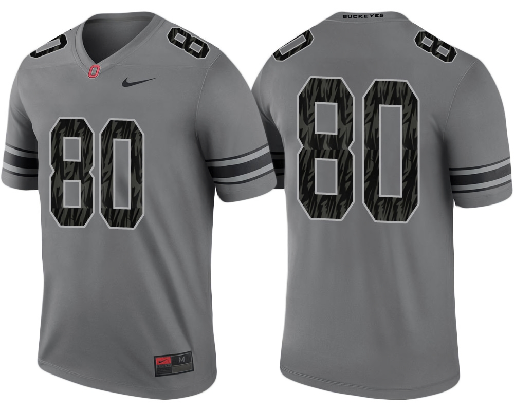 Ohio State Buckeyes Men's NCAA #80 Grey Alternate Legend Game College Football Jersey FNV7449AW